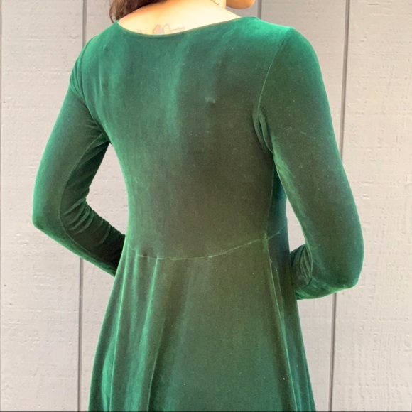 SOLD!!Vintage Dark green velvet empire waist dress Sz S - Picture 5 of 5